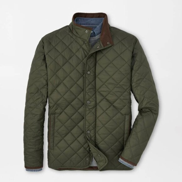 Peter Millar Other - Peter Millar Crown Suffolk Quilted Travel Coat Olive Green ME0Z12 $250 NWT M